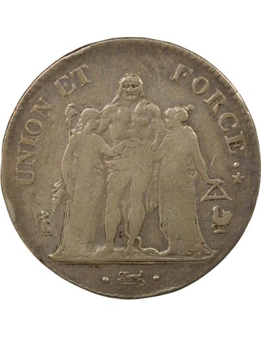 Union & Force 5 francs Argent An 11 A - Paris