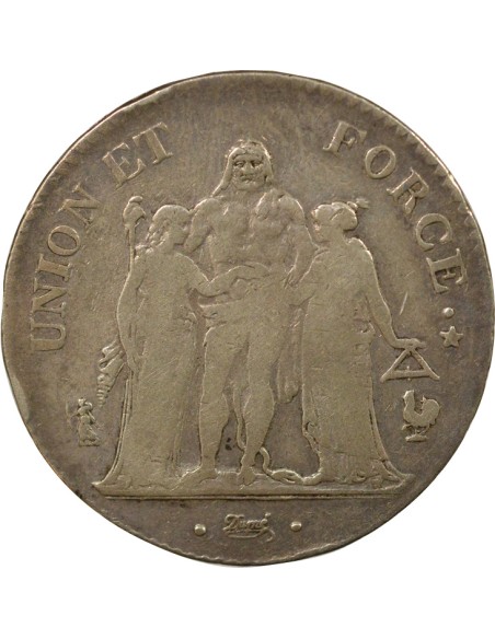 Union & Force 5 francs Argent An 11 A - Paris