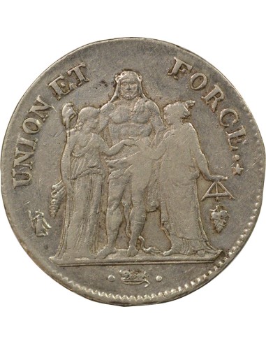 Union & Force 5 francs Argent An 9 Q Perpignan