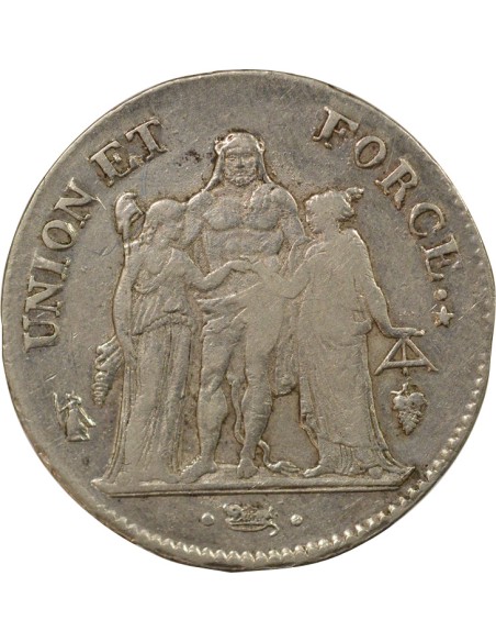 Union & Force 5 francs Argent An 9 Q Perpignan