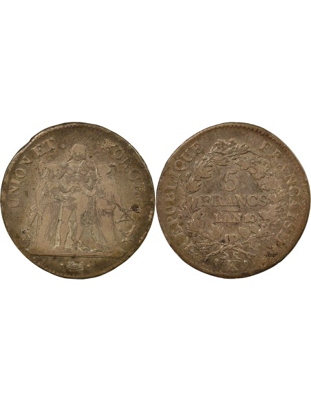 Union & Force 5 francs Argent An 10 K Bordeaux