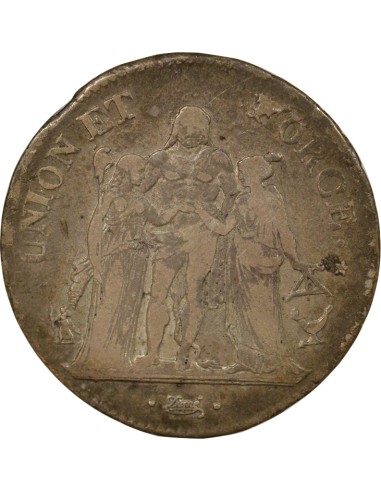 Union & Force 5 francs Argent An 10 K Bordeaux