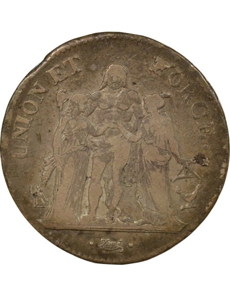 Union & Force 5 francs Argent An 10 K Bordeaux