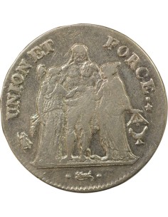 Union & Force 5 francs Argent An 9 K Bordeaux 2