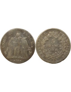 Union & Force 5 francs Argent An 10 A - Paris
