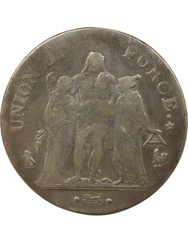 Union & Force 5 francs Argent An 10 A - Paris