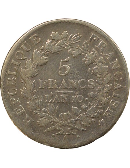 Union & Force 5 francs Argent An 10 A - Paris