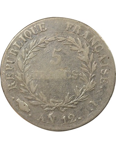 Roi d'Italie Consulat 5 francs Argent An 12 I Limoges