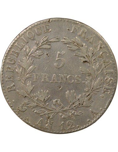 Roi d'Italie Type intermédaire 5 francs Argent An 12 A - Paris