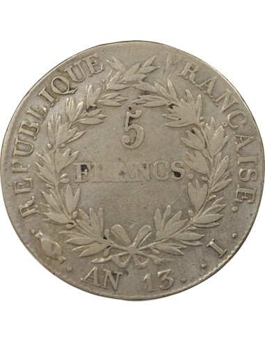 Roi d'Italie Cal. Révolutionnaire 5 francs Argent An 13 I Limoges