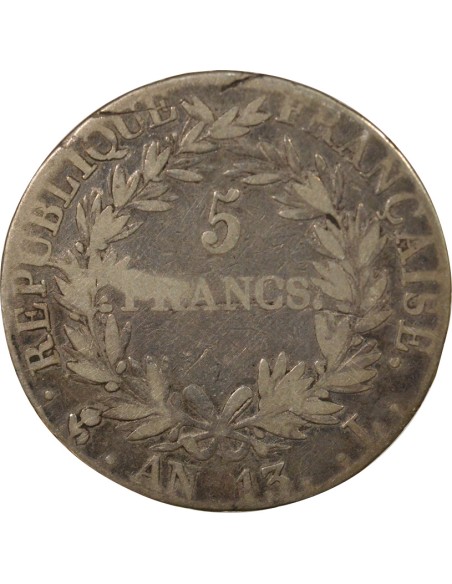 Roi d'Italie Cal. Révolutionnaire 5 francs Argent An 13 L Bayonne