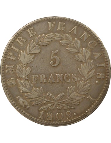Roi d'Italie Empire 5 francs Argent 1809 I Limoges