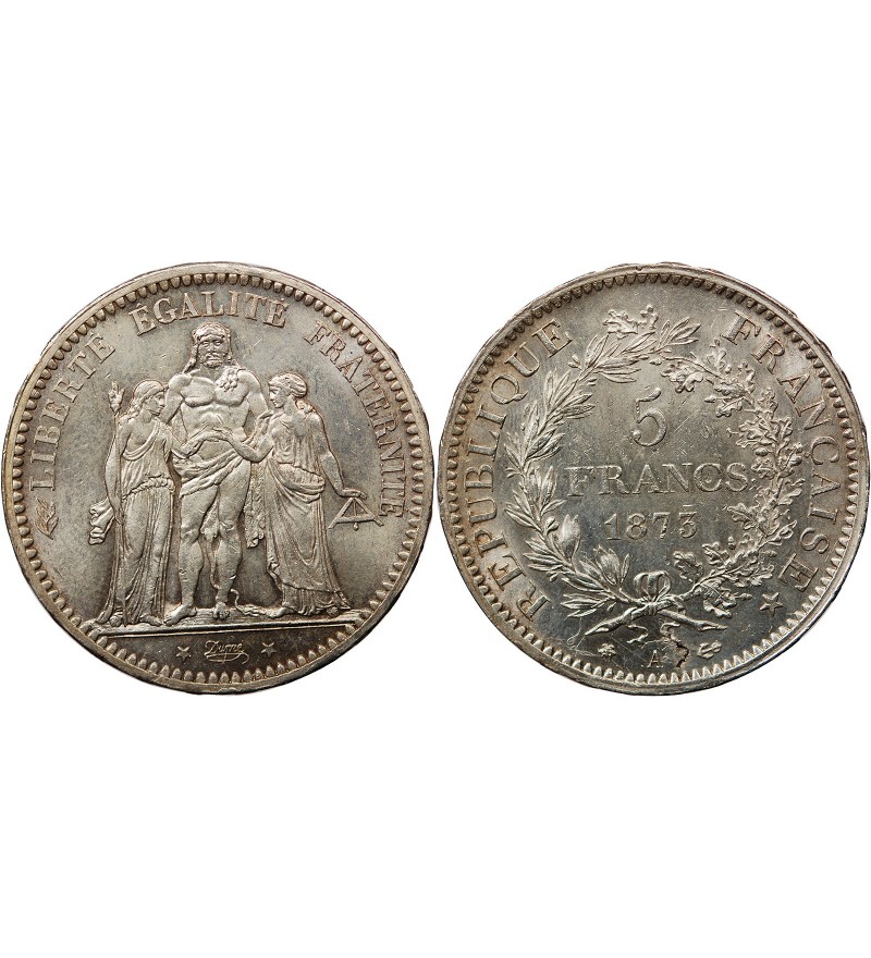 HERCULE - 5 FRANCS ARGENT 1873 A PARIS﻿