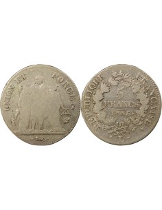 Union & Force 5 francs Argent An 5 L Bayonne
