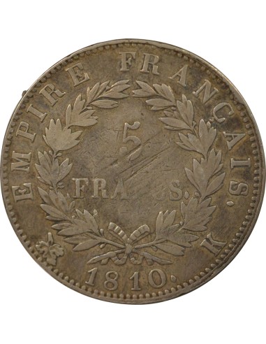 Roi d'Italie Empire 5 francs Argent 1810 K Bordeaux