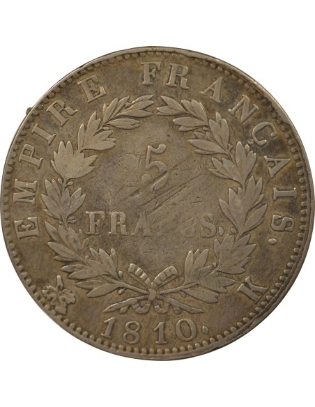 Roi d'Italie Empire 5 francs Argent 1810 K Bordeaux