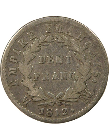 Roi d'Italie Empire 1/2 franc Argent 1812 MA Marseille