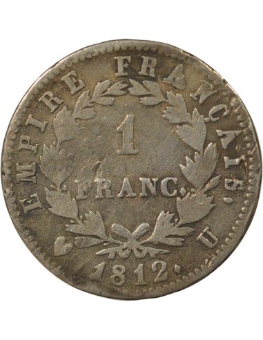 Roi d'Italie Empire 1 franc Argent 1812 T Turin
