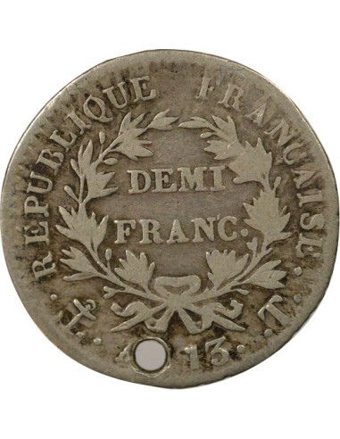 Roi d'Italie Cal. Révolutionnaire 1/2 franc Argent An 13