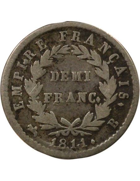 Roi d'Italie Empire 1/2 franc Argent 1810 B Rouen