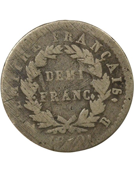 Roi d'Italie Empire 1/2 franc Argent 1810 B Rouen