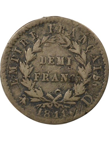 Roi d'Italie Empire 1/2 franc Argent 1811 D Lyon