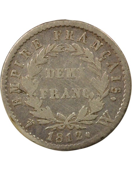 Roi d'Italie Empire 1/2 franc Argent 1812 W Lille