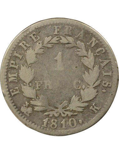 Roi d'Italie Empire 1 franc Argent 1810 K Bordeaux