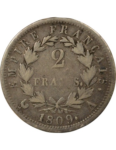 Roi d'Italie Empire 2 francs Argent 1809 A - Paris