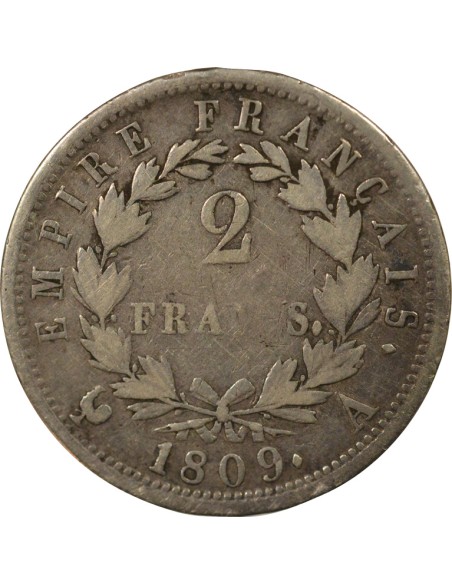 Roi d'Italie Empire 2 francs Argent 1809 A - Paris