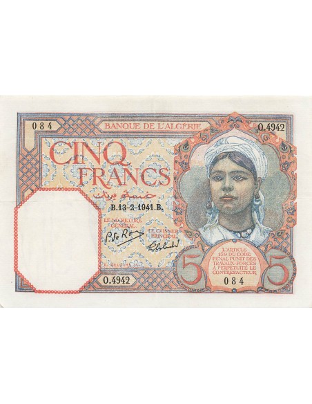 Algérie 5 francs 1941