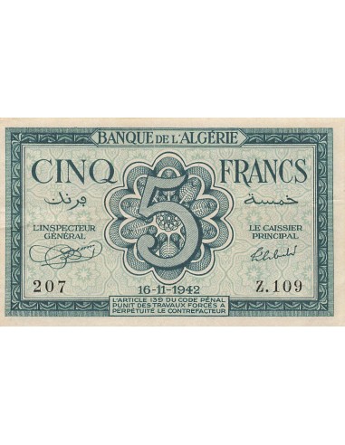 Algérie 5 francs 1942