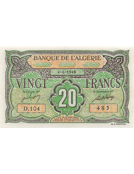 Algérie 20 francs 1948