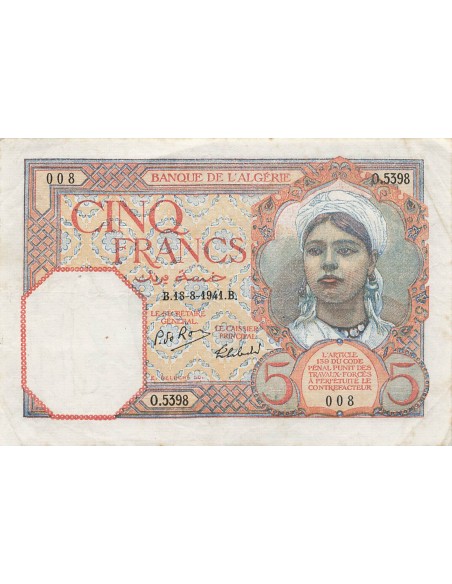 Algérie 5 francs 1941