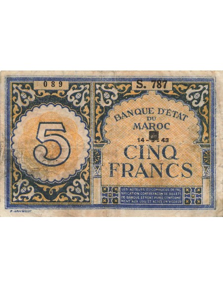Maroc 5 francs 1943
