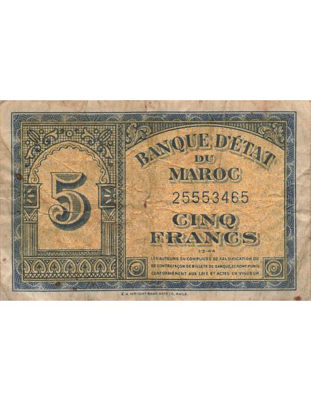 Maroc 5 francs 1944