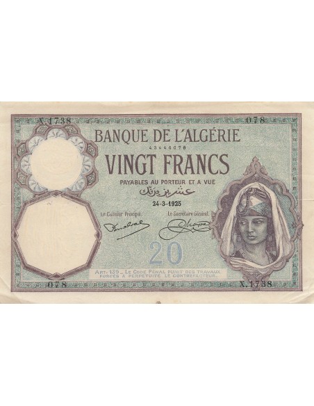 Algérie 20 francs 1925