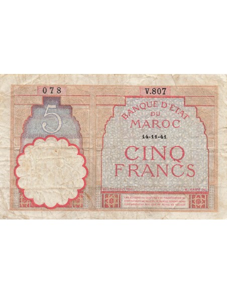 Maroc 5 francs 1941