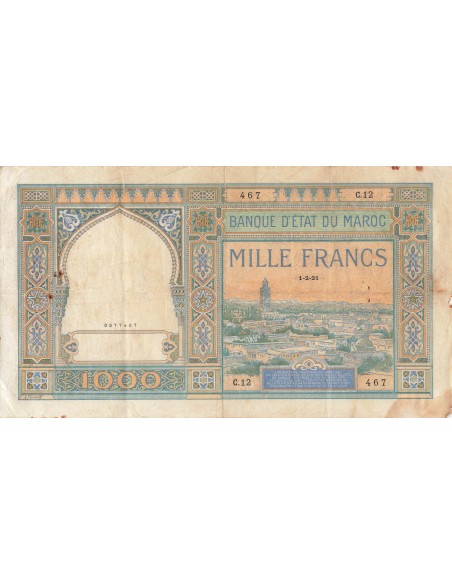 Maroc 1000 francs 1921