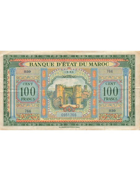 Maroc 100 francs 1943