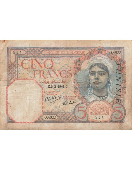 Tunisie 5 francs 1941