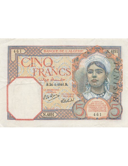 Tunisie 5 francs 1941