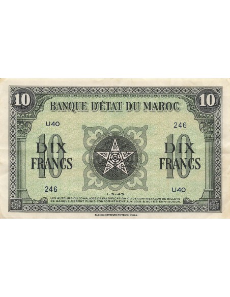 Maroc 10 francs 1943