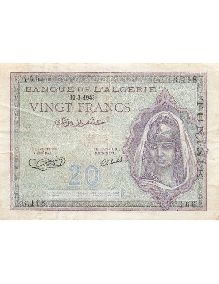 Tunisie 20 francs 1943