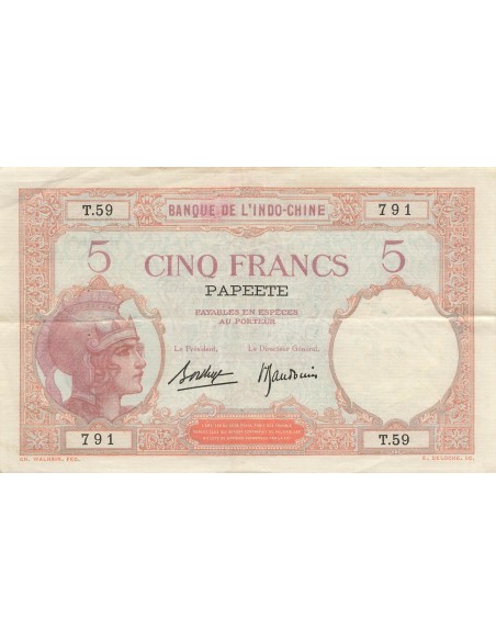 Tahiti 5 francs 1927