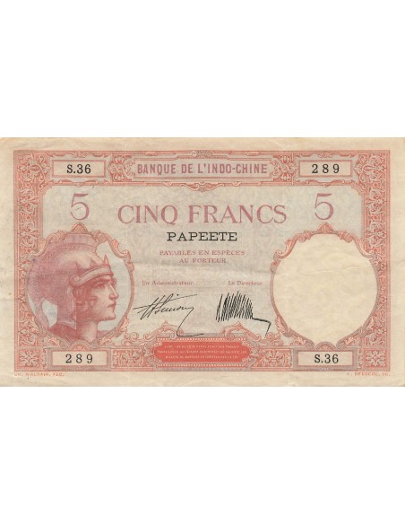 Tahiti 5 francs 1927