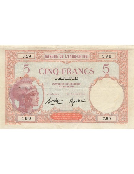 Tahiti 5 francs 1927