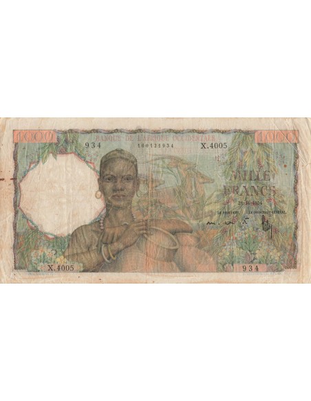 Afrique de l'Ouest 1000 francs 1954