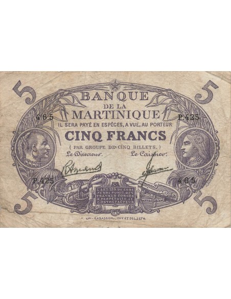 Martinique 5 francs 1934