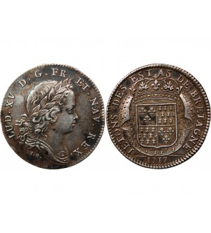 ETATS DE BRETAGNE, LOUIS XV - JETON ARGENT 1717 DINAN 2